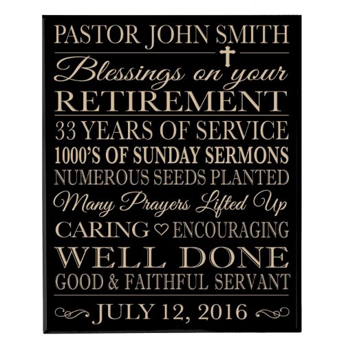 Well Done Pastor Retirement Solid Black Plaque