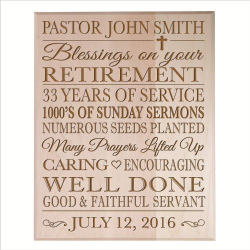 Well Done Pastor Retirement Solid Maple Plaque