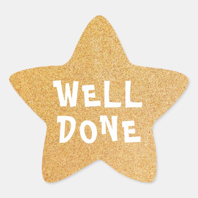 Well Done Personalized Teacher Gold Glitter Star S Sticker (Front)