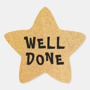 Well Done Personalized Teacher Gold Glitter Star Sticker