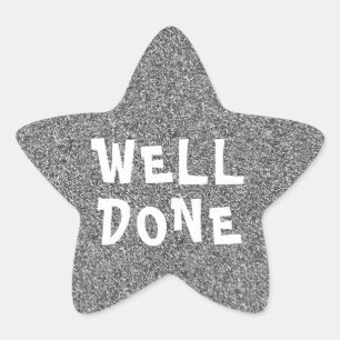 Well Done Personalized Teacher Silver Glitter Star Sticker