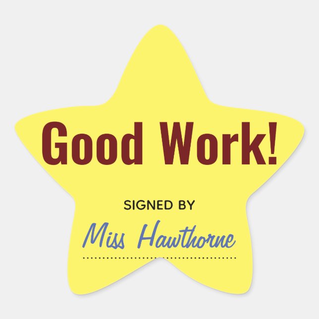 Well done pupil at school star sticker (Front)
