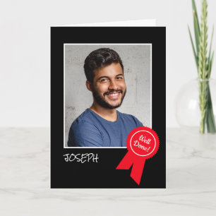 Well Done Red Rosette, Custom Photo - Personalized Card
