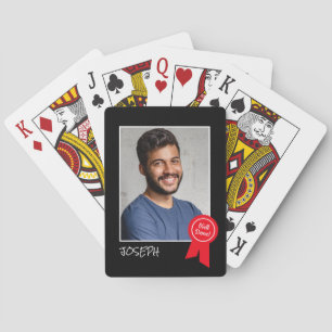 Well Done Red Rosette, Custom Photo - Personalized Poker Cards