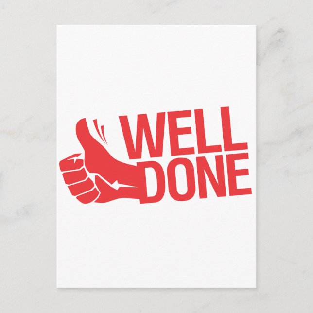 Well done red sign postcard (Front)