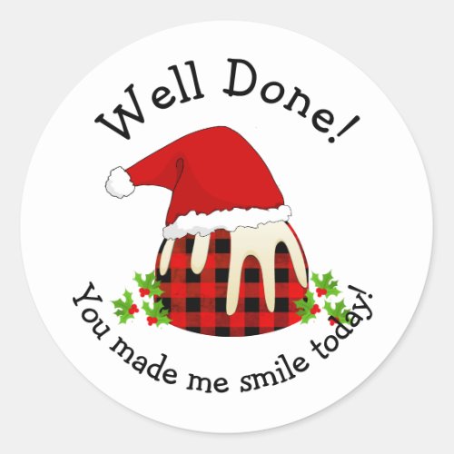 WELL DONE Smile Teacher Christmas Classic Round Sticker