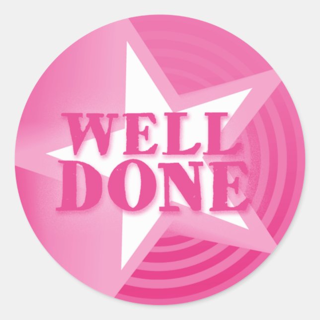 Well done star praise sticker pink (Front)