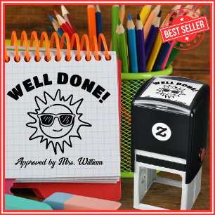 Well Done Sun Praise Grading Encouragement Teacher Self-inking Stamp