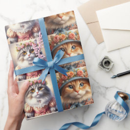 Well Dressed Cats Collage Wrapping Paper