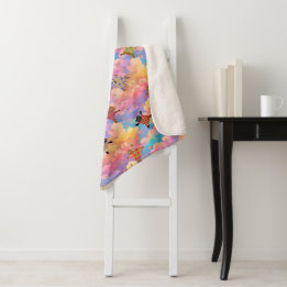 Well Dressed Cats Making Paw Prints in the Clouds Sherpa Blanket