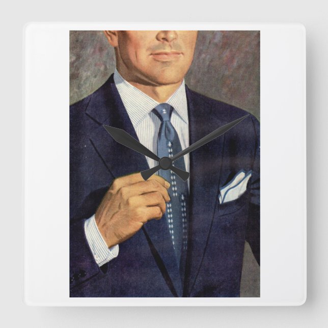 well-dressed mystery man square wall clock (Front)