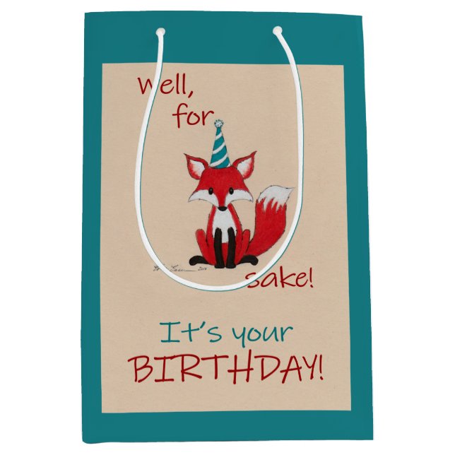 Well, for FOX sake! Birthday pun  Medium Gift Bag (Front)