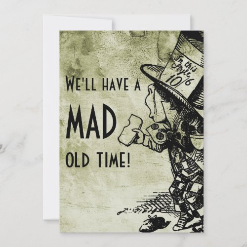 We'll Have A Mad Old Time! (Mad Hatter - green) Personalized Announcements