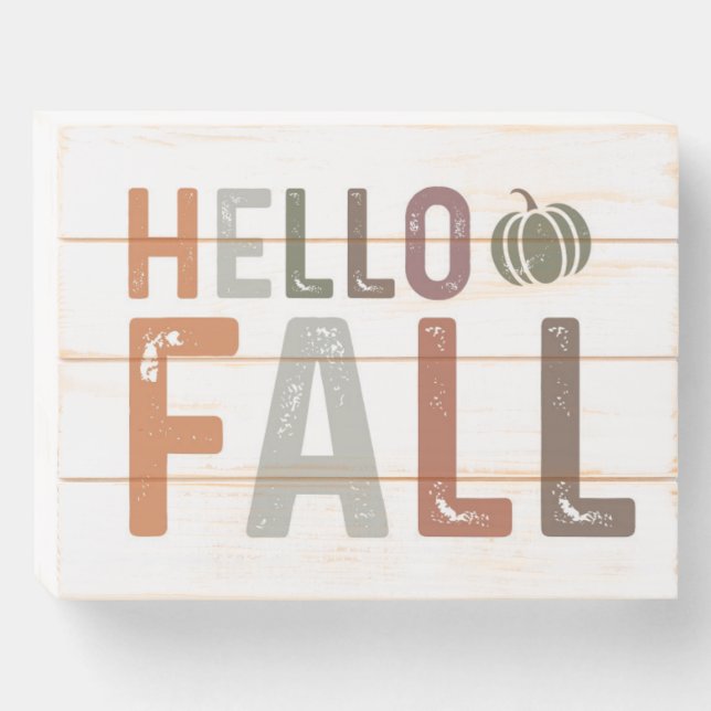 Well Hello Fall Wooden Box Sign (Front Horizontal)