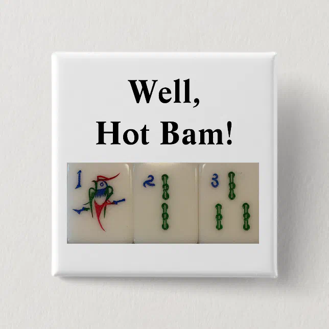 Mahjong B Button Well hot bam - mahjong bamboo tiles button | Zazzle