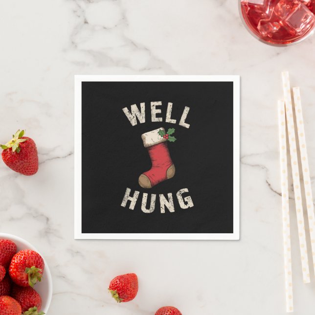 Well Hung Dirty Christmas Stocking Holiday Gift  Napkins (Insitu)