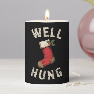 Well Hung Dirty Christmas Stocking Holiday Gift Pillar Candle