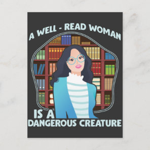 Well Read Woman Dangerous Creature Book Lover Wife Postcard