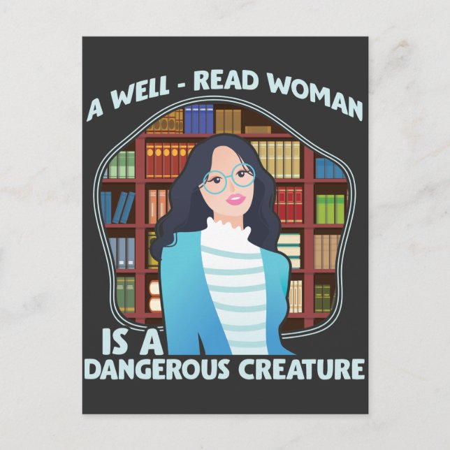 Well Read Woman Dangerous Creature Book Lover Wife Postcard (Front)