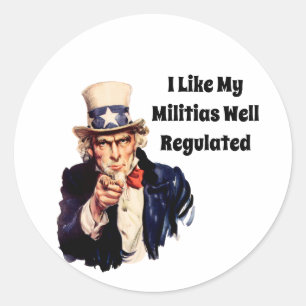 Well Regulated Militia Classic Round Sticker