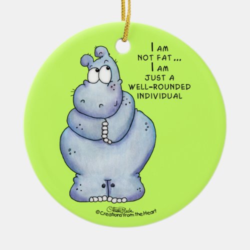 Well_Rounded Hippo_Blue Hippopotamus Ceramic Ornament