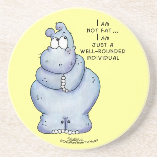 Well_Rounded Hippo_Blue Hippopotamus Drink Coaster