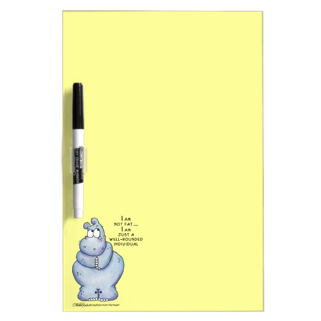 Well-Rounded Hippo-Blue Hippopotamus Dry Erase Board (Front)