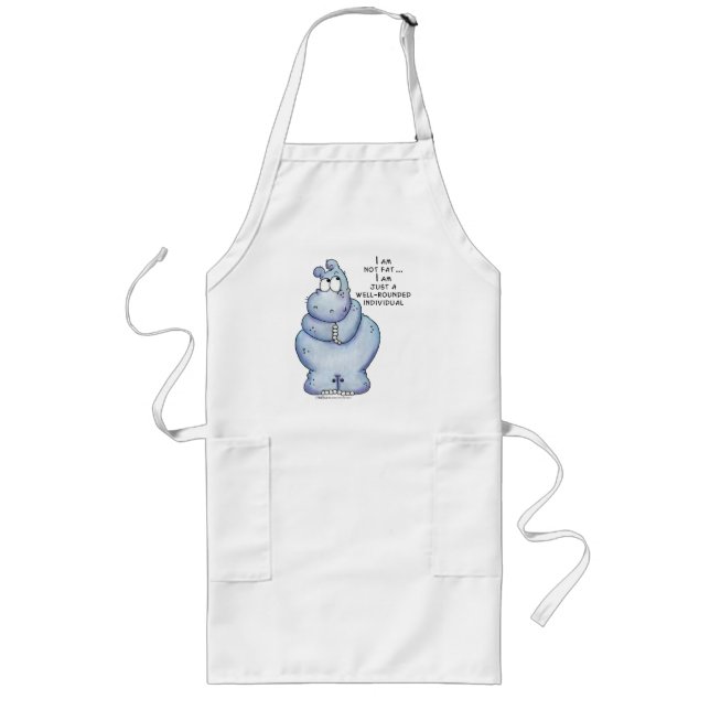 Well-Rounded Hippo-Blue Hippopotamus Long Apron (Front)