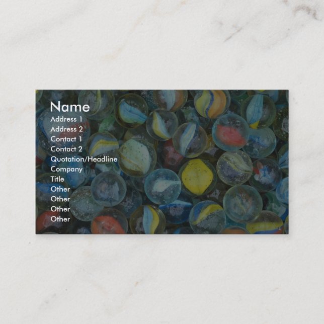 Well-used marbles business card (Front)