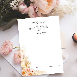 Well Wishes and Advice Card Peach, Cream Floral
