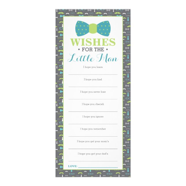 Well Wishes Card, Baby Shower, Little Man, 25 Pack Rack Card (Front)