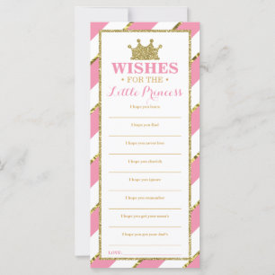 Well Wishes Card, Baby Shower, Princess, Faux Gold