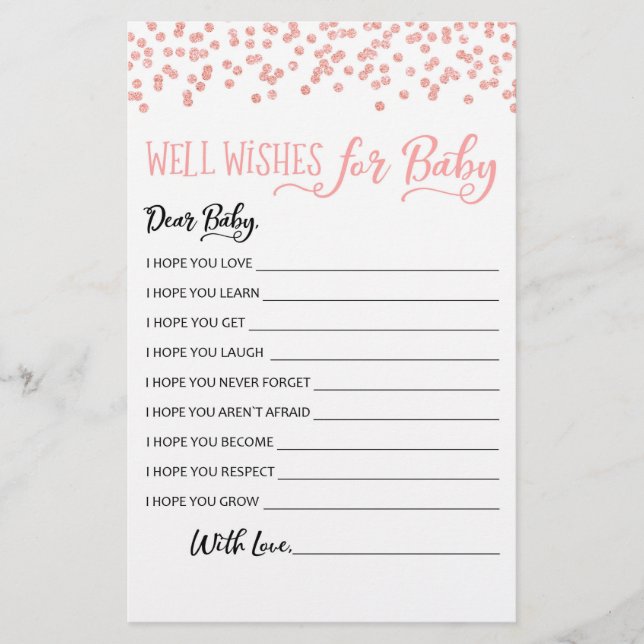 Well Wishes for Baby Game Baby Shower Party game (Front)