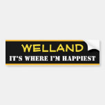[ Thumbnail: "Welland" - "It’s Where I’M Happiest" (Canada) Bumper Sticker ]