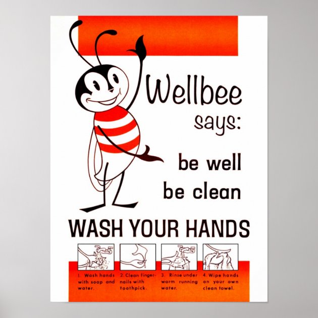 Wellbee CDC WASH YOUR HANDS Advertisement Poster | Zazzle