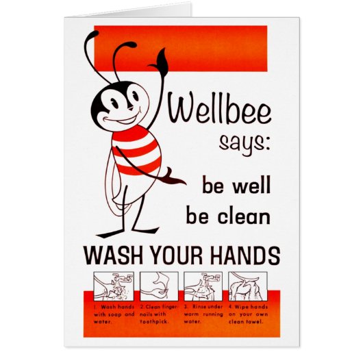 Wellbee CDC WASH YOUR HANDS Advertisement Poster Cards (Front)