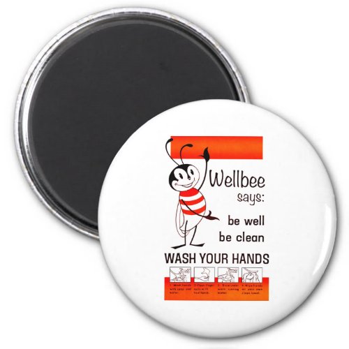 Wellbee CDC WASH YOUR HANDS Advertisement Poster Magnet