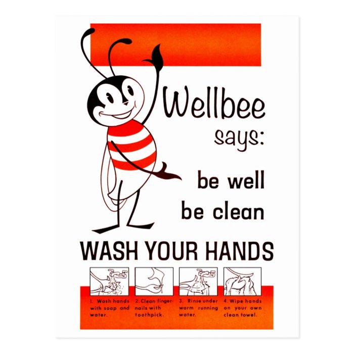 Wellbee CDC WASH YOUR HANDS Advertisement Poster Postcards