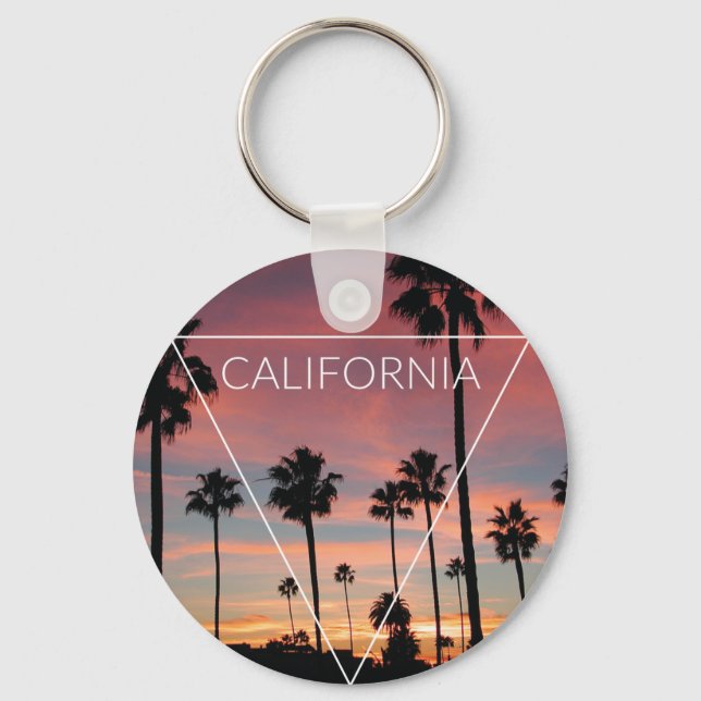 Wellcoda California Palm Beach Sun Spring Keychain (Front)