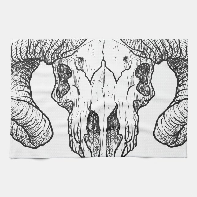 Wellcoda Evil Animal Skull Sacrifice Head Kitchen Towel (Horizontal)