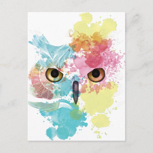 Wellcoda Fantasy Animal Owl Beautiful Eye Postcard