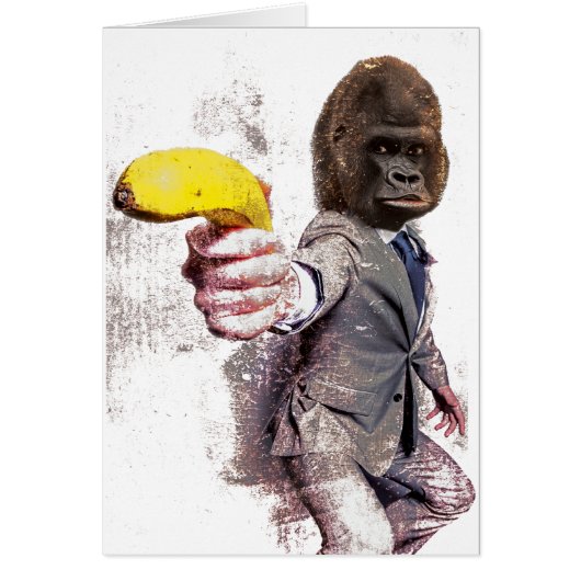 Wellcoda Funny Gorilla Suit Monkey Banana Cards (Front)