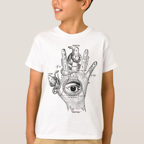 Wellcoda Illuminati Compass Snake Hand T_Shirt