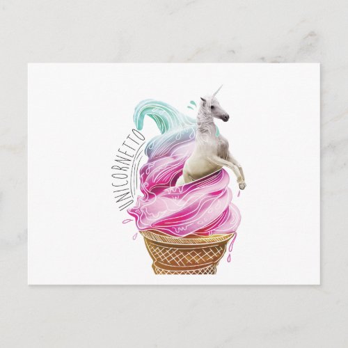 Wellcoda Unicorn Cornetto Fun Ice Cream Postcard