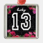 Wellcoda Unlucky Number 13 Usa Rose Petal Metal Ornament at Zazzle