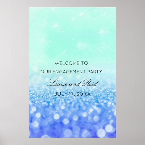 Wellcome To Wedding Engagement Blue Ombre  Poster