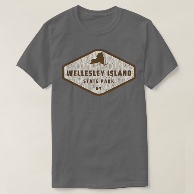Wellesley Island State Park New York Tree Log Text T-Shirt (Design Front)
