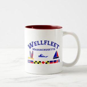 Wellfleet MA Signal Flags Two-Tone Coffee Mug