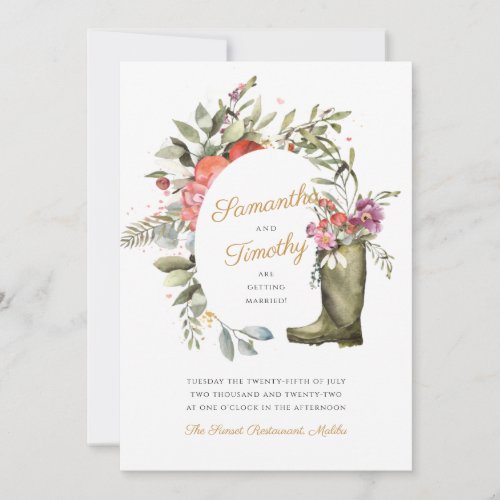 Wellington Boot Floral Wedding Invitation