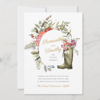 Wellington Boot Floral Wedding Invitation